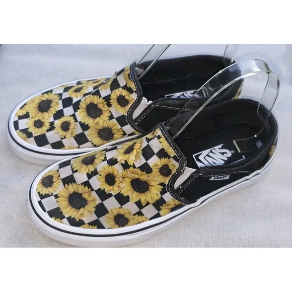 WOMEN'S VANS ASHER CHECKER SUNFLOWERS SKATE SHOES SIZE 7 - Picture 9 of 10